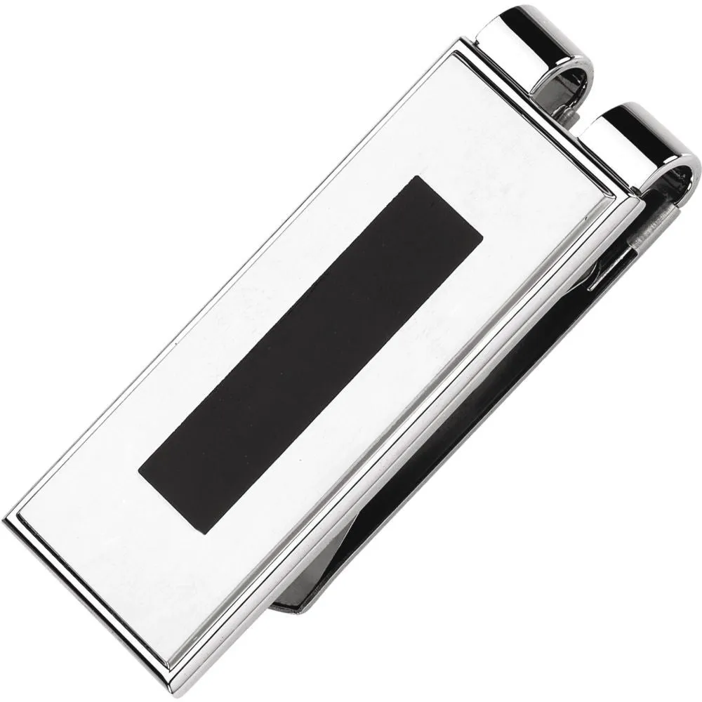 Stainless Steel Money Clip with Black Enamel