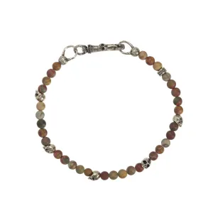 Sterling and Jasper Skull Bracelet