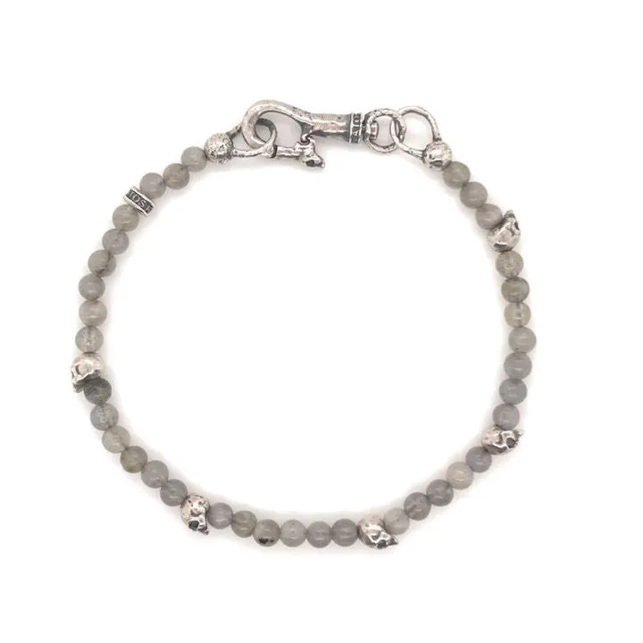 Sterling and Labradorite Skull Bracelet