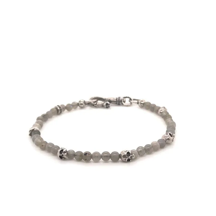 Sterling and Labradorite Skull Bracelet