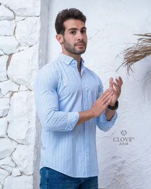 Striped Basic Shirt - Baby Blue