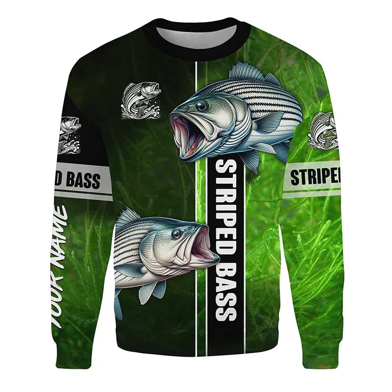 Striped Bass Striper fishing green shirt Customize tournament  Sweatshirt, gift for fishing lovers NPQ328