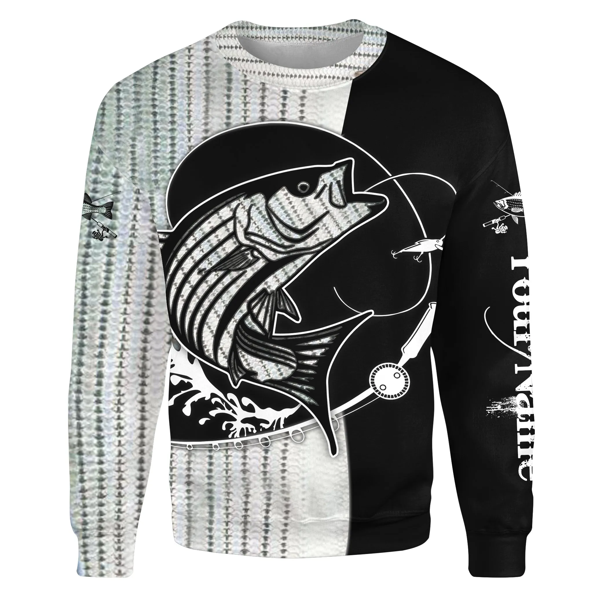 Striped Bass (Striper) Fishing tattoo Custom Sweatshirt, personalized gift for Fishing lovers NPQ264