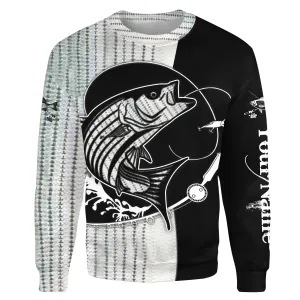 Striped Bass (Striper) Fishing tattoo Custom Sweatshirt, personalized gift for Fishing lovers NPQ264