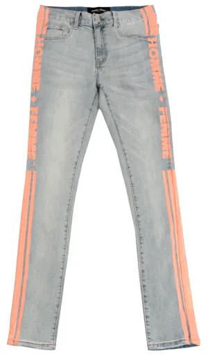 Striped Denim Blue W/ Powder Pink