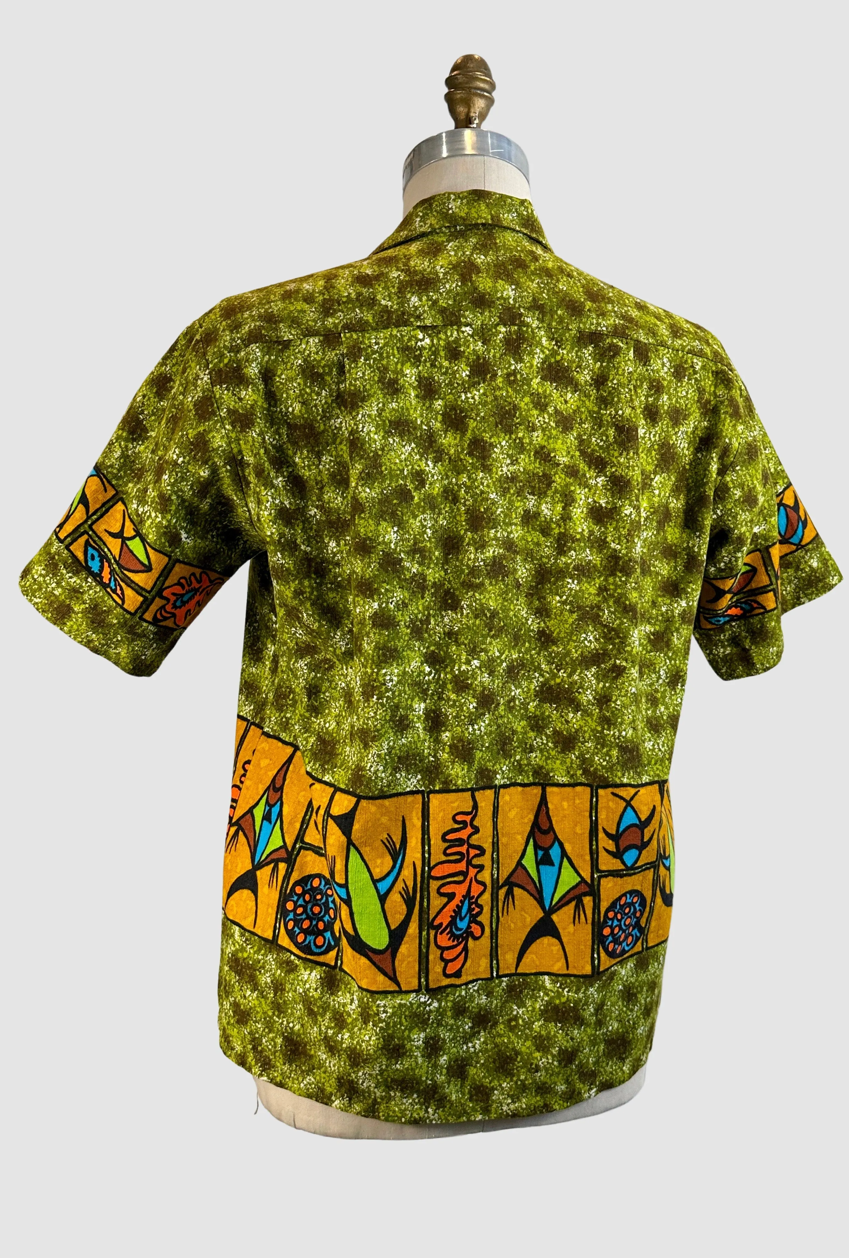 TROPICANA 60s Fish Print Tiki Shirt • Medium