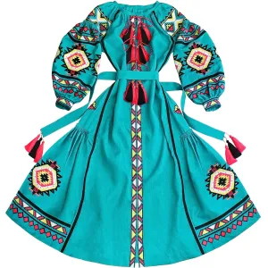 Turquoise Boho style Kaftan with wedges