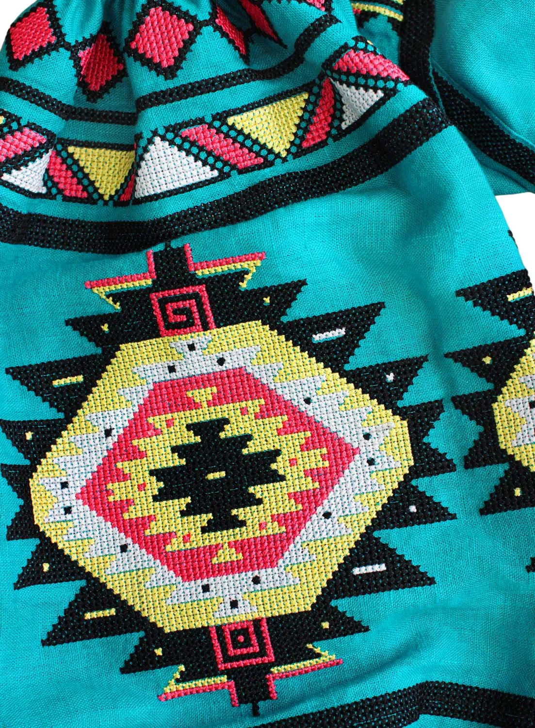 Turquoise Boho style Kaftan with wedges