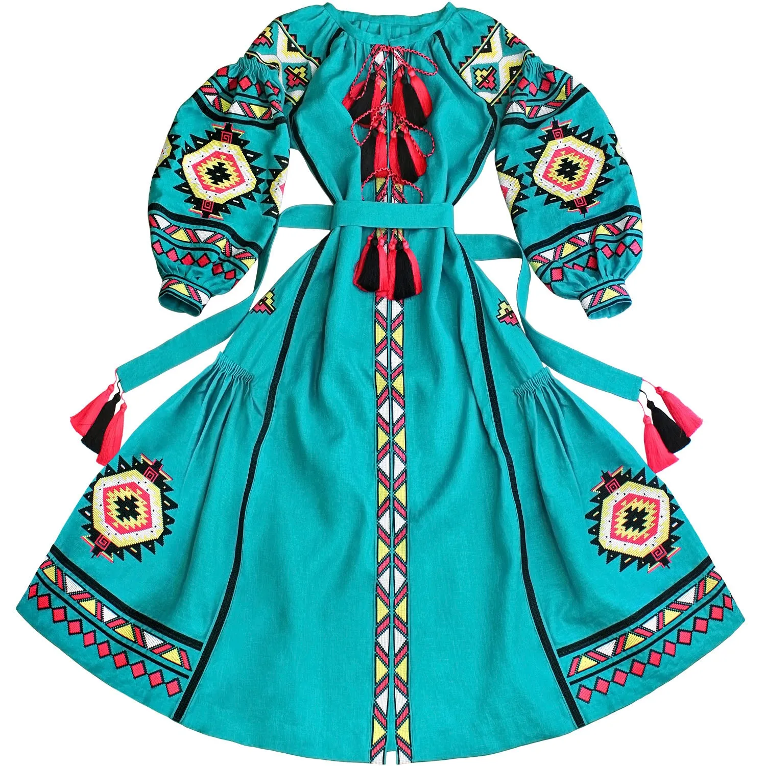 Turquoise Boho style Kaftan with wedges