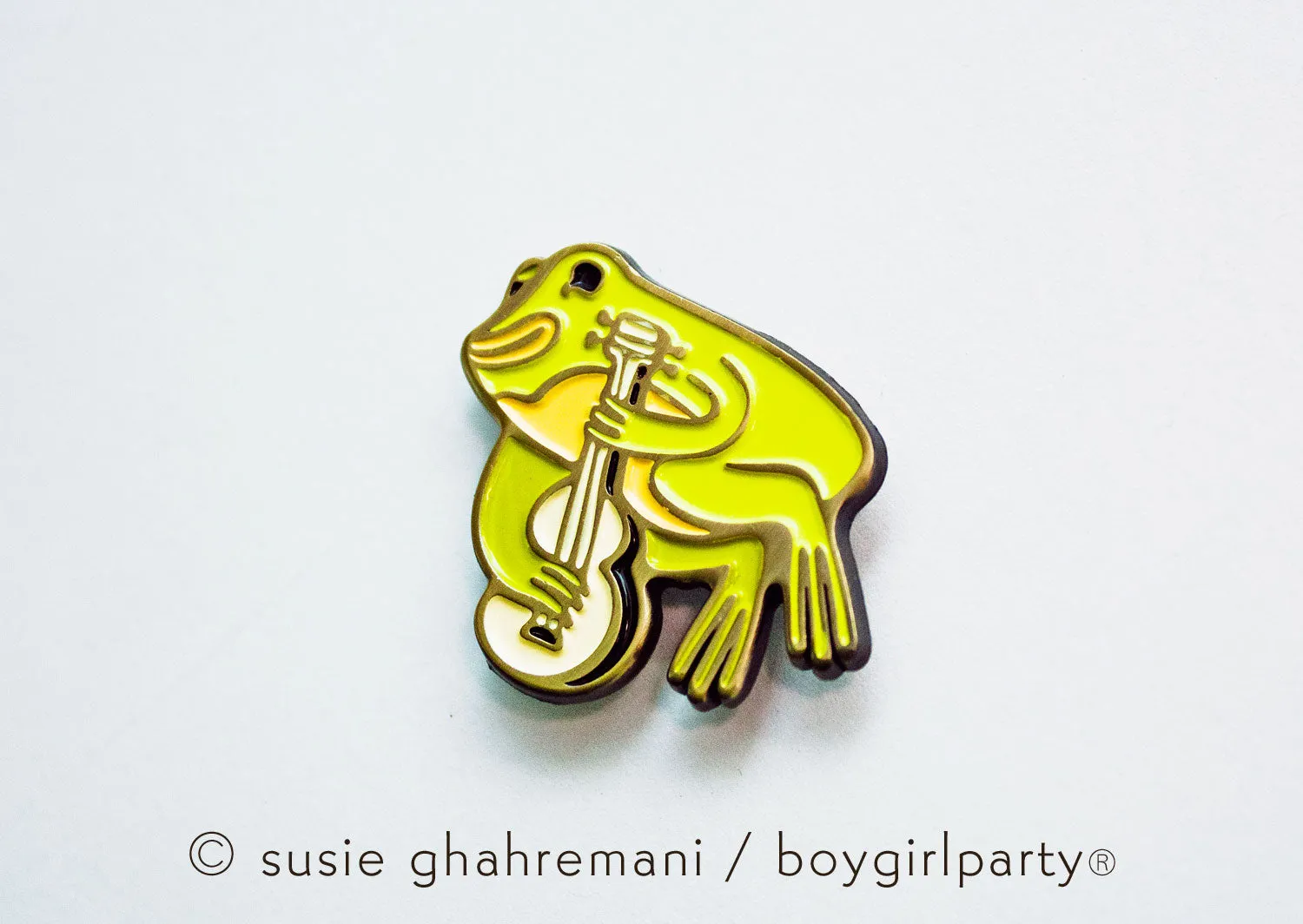 Ukulele Frog Enamel Pin -- Frog Guitar Lapel Pin by boygirlparty