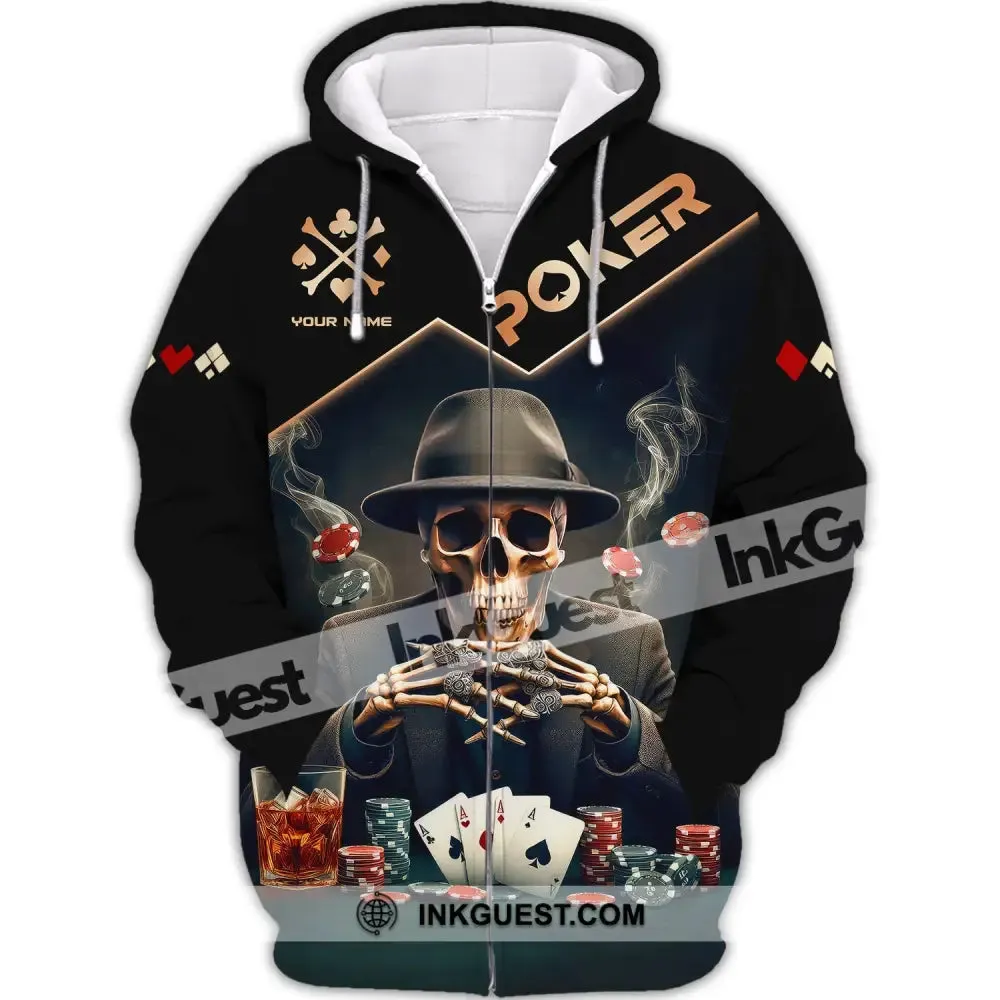 Unisex Shirt, Custom Name Poker Shirt, Poker Polo Long Sleeve Shirt, Casino T-Shirt