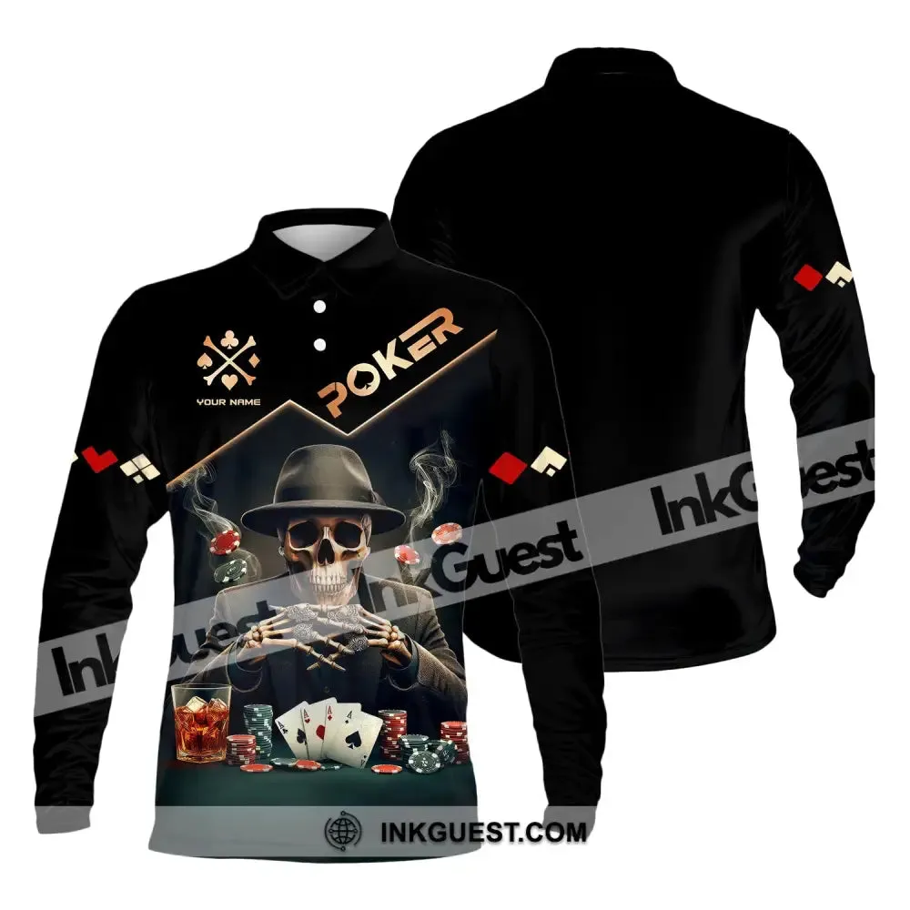 Unisex Shirt, Custom Name Poker Shirt, Poker Polo Long Sleeve Shirt, Casino T-Shirt