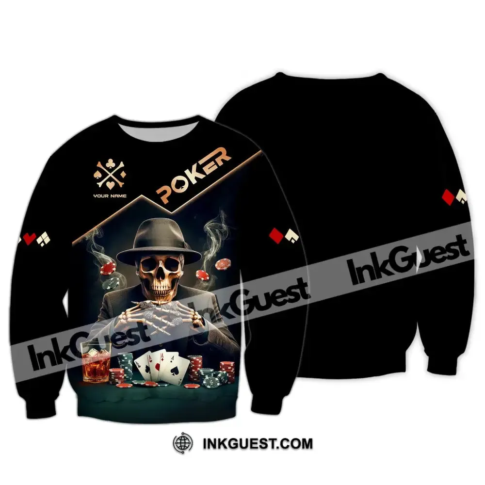 Unisex Shirt, Custom Name Poker Shirt, Poker Polo Long Sleeve Shirt, Casino T-Shirt
