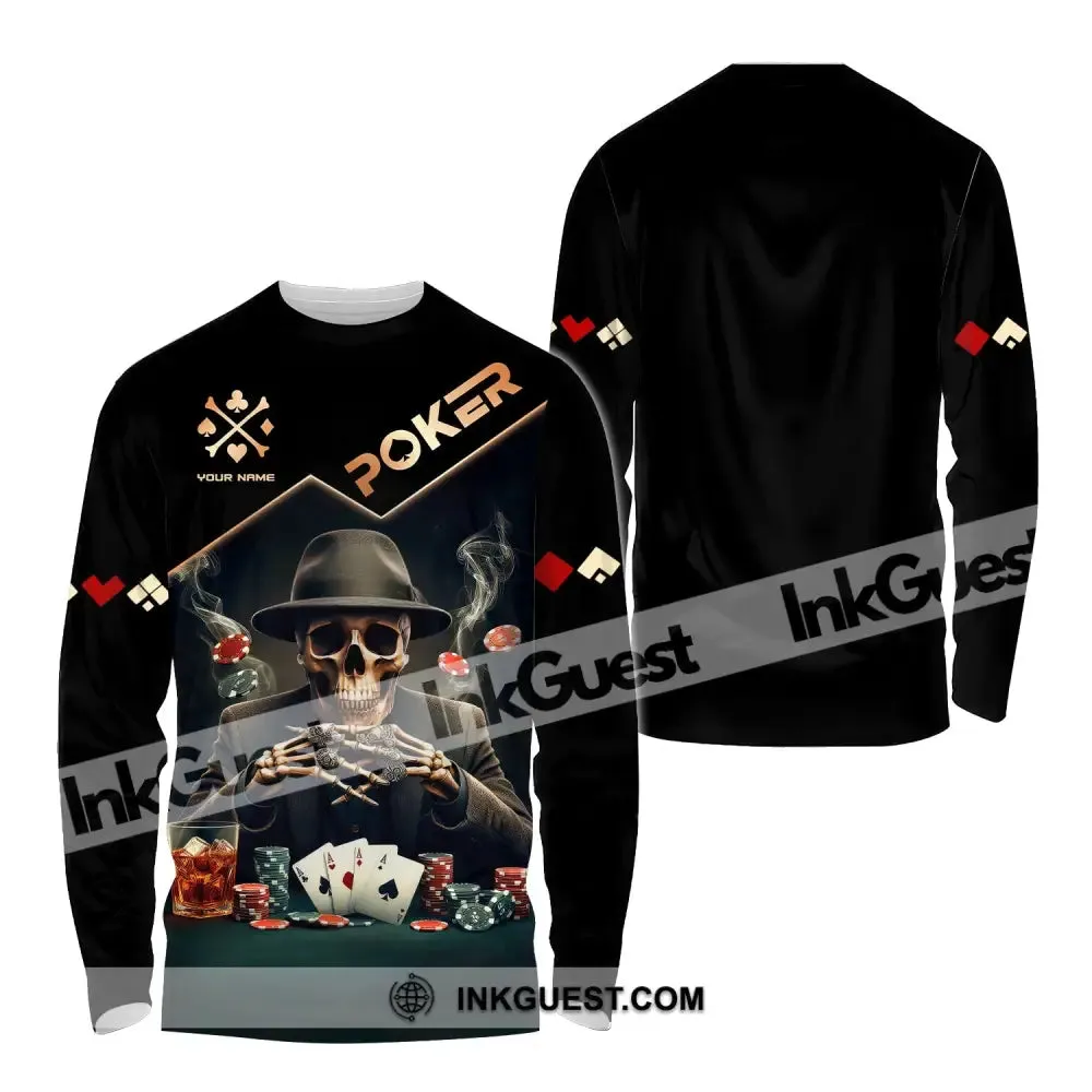 Unisex Shirt, Custom Name Poker Shirt, Poker Polo Long Sleeve Shirt, Casino T-Shirt