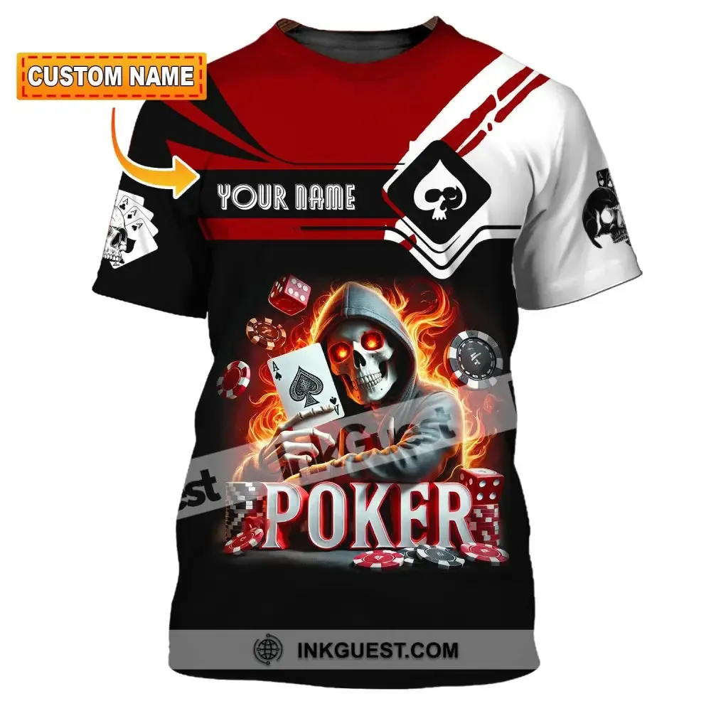 Unisex Shirt, Custom Name Poker Skull Shirt, Poker Hoodie Shirt Polo Long Sleeve Shirt