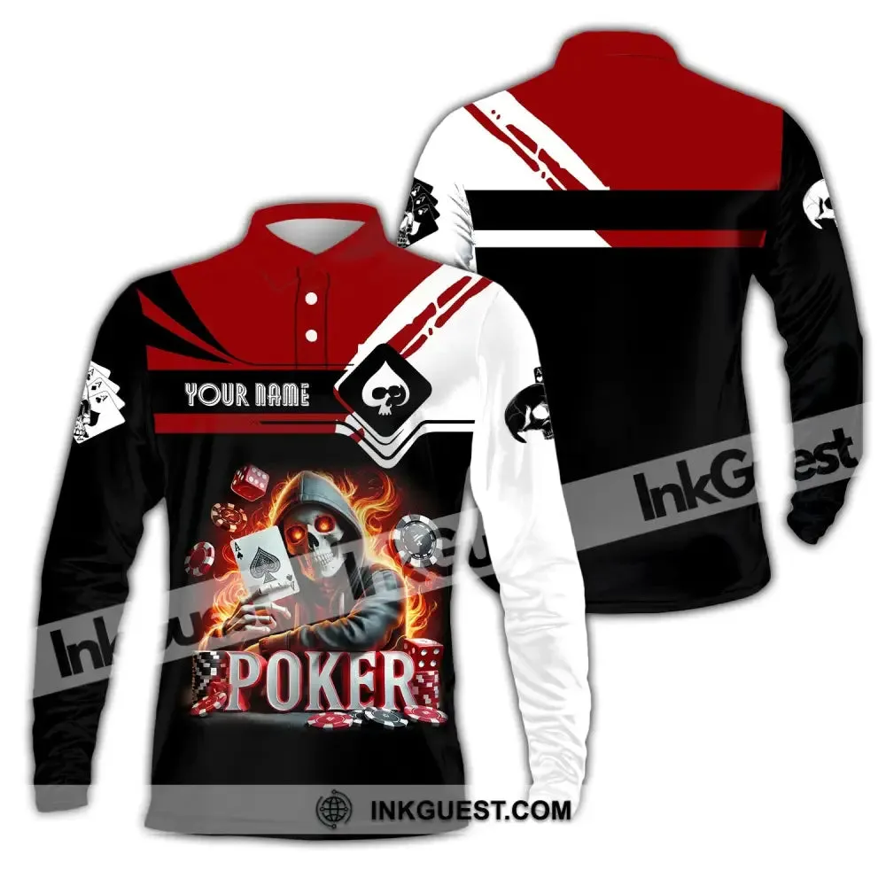 Unisex Shirt, Custom Name Poker Skull Shirt, Poker Hoodie Shirt Polo Long Sleeve Shirt