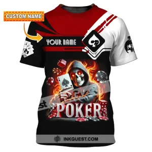 Unisex Shirt, Custom Name Poker Skull Shirt, Poker Hoodie Shirt Polo Long Sleeve Shirt