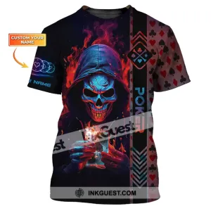 Unisex Shirt, Custom Name Poker Skull T-Shirt, Poker Hoodie, Poker Gift