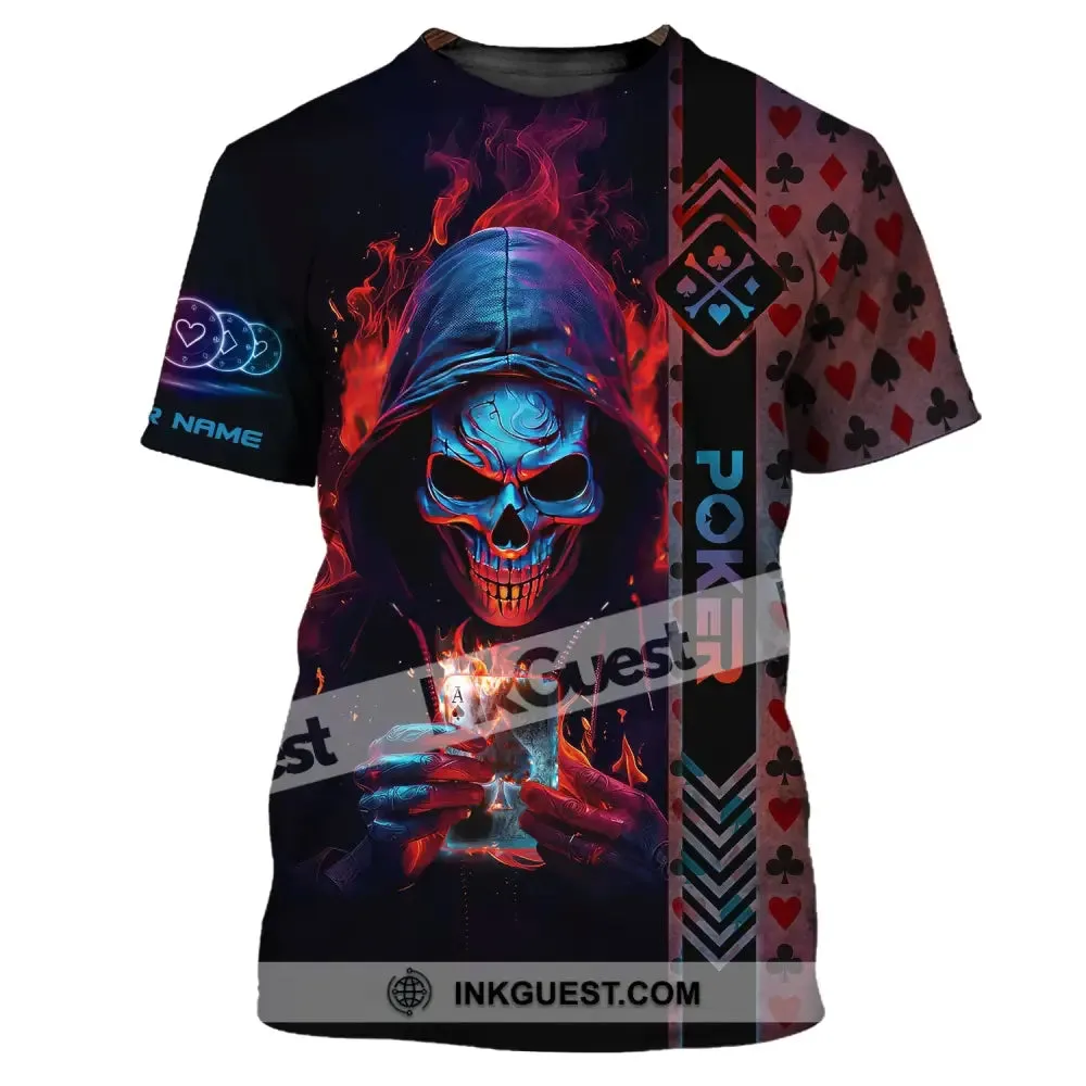 Unisex Shirt, Custom Name Poker Skull T-Shirt, Poker Hoodie, Poker Gift