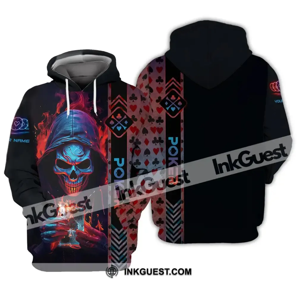 Unisex Shirt, Custom Name Poker Skull T-Shirt, Poker Hoodie, Poker Gift