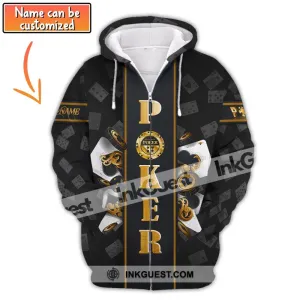 Unisex Shirt, Custom Name Poker T-Shirt, Golden Poker, Casino Shirt, Poker Gift