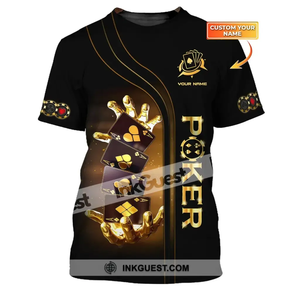 Unisex Shirt, Custom Name Poker T-Shirt, Poker Gold, Poker Gift