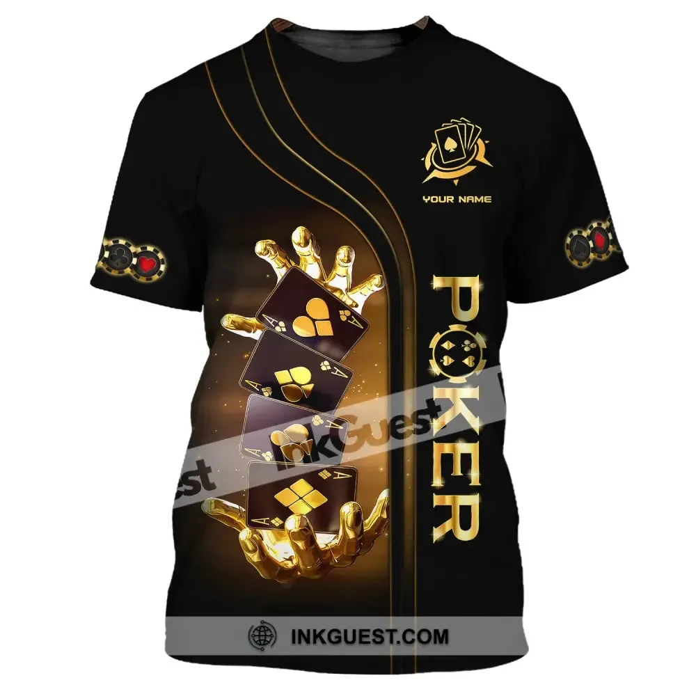 Unisex Shirt, Custom Name Poker T-Shirt, Poker Gold, Poker Gift