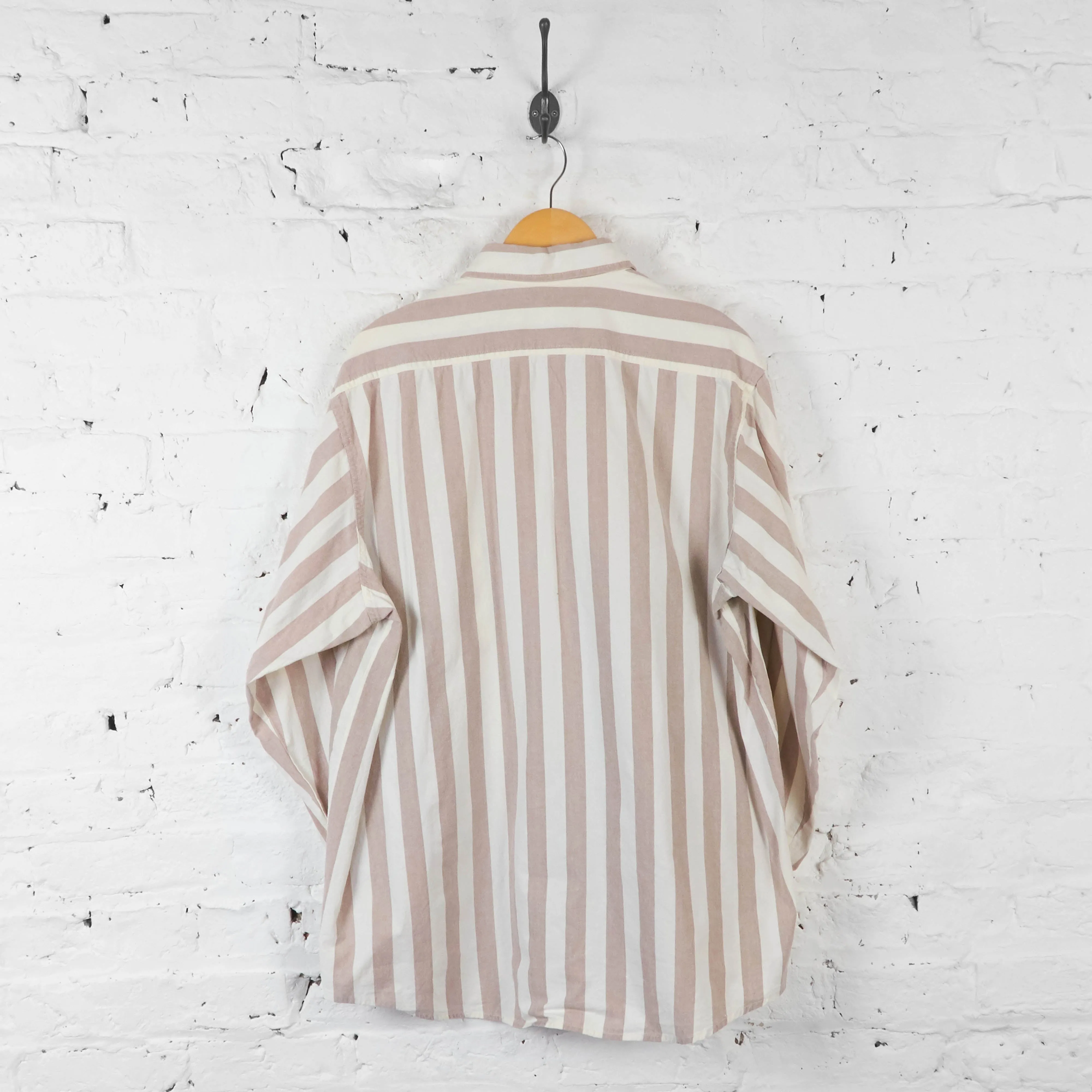 Vintage Dickies Striped Shirt - Beige/White - XL