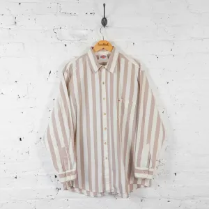 Vintage Dickies Striped Shirt - Beige/White - XL