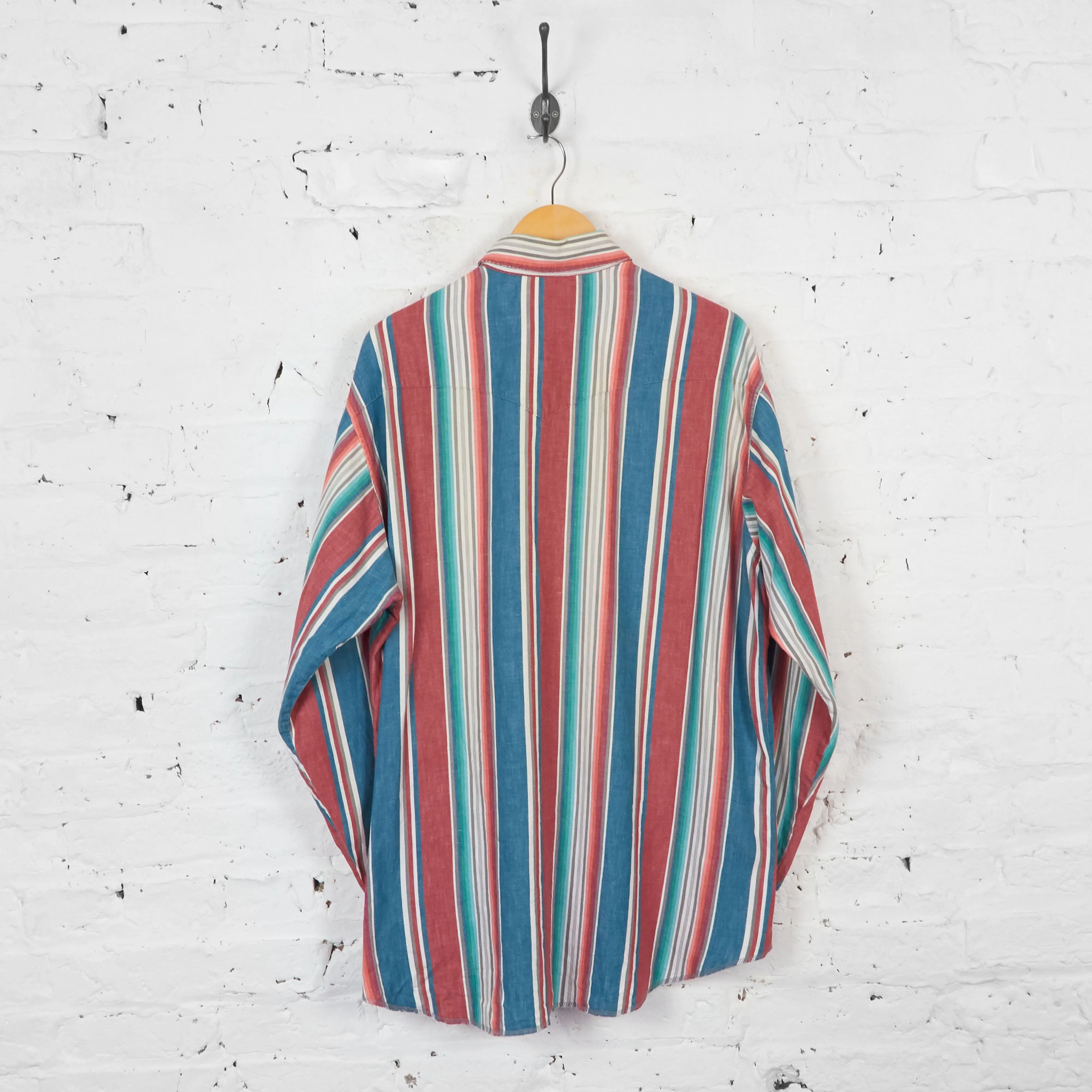 Vintage Striped Wrangler Shirt - Red/Blue - XL