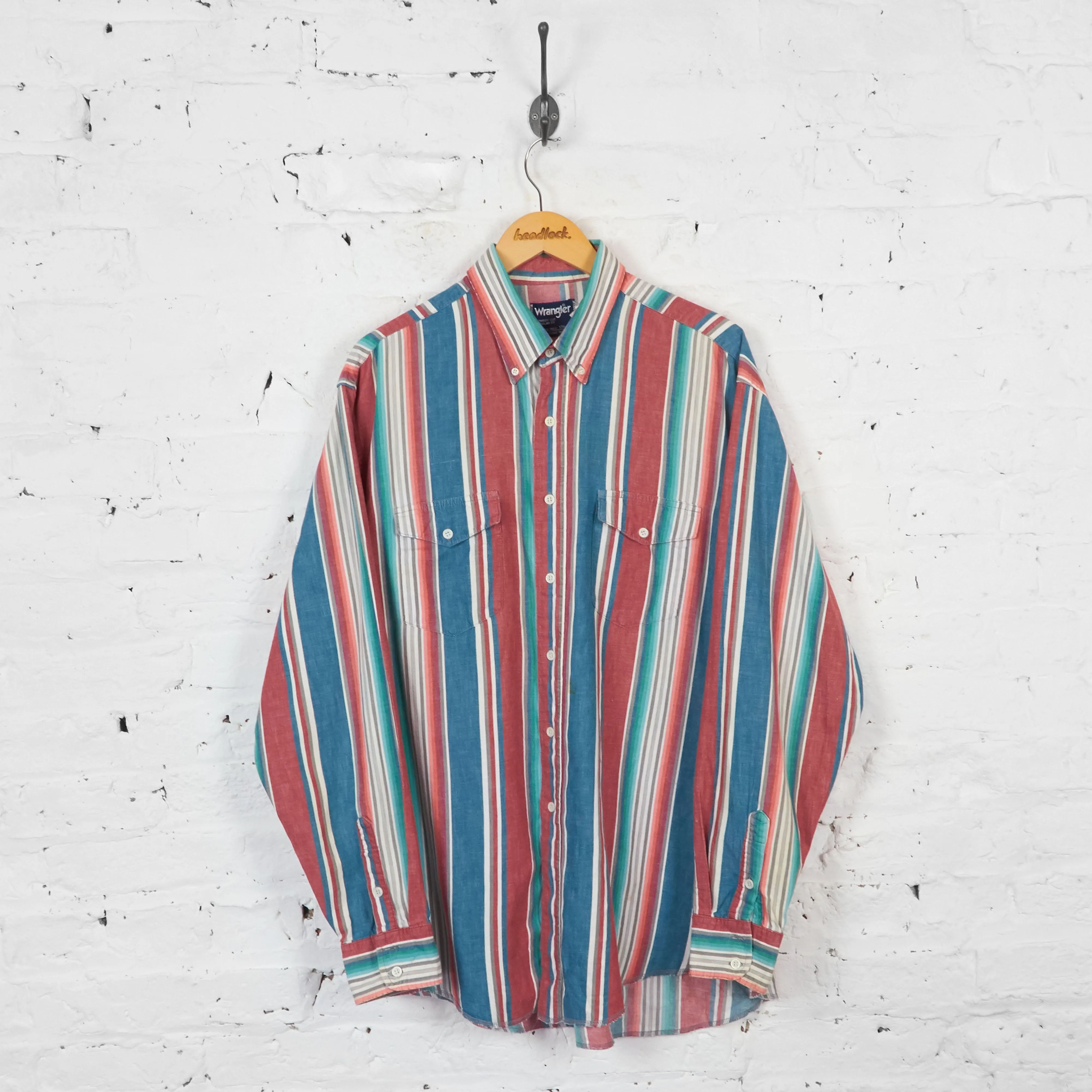 Vintage Striped Wrangler Shirt - Red/Blue - XL