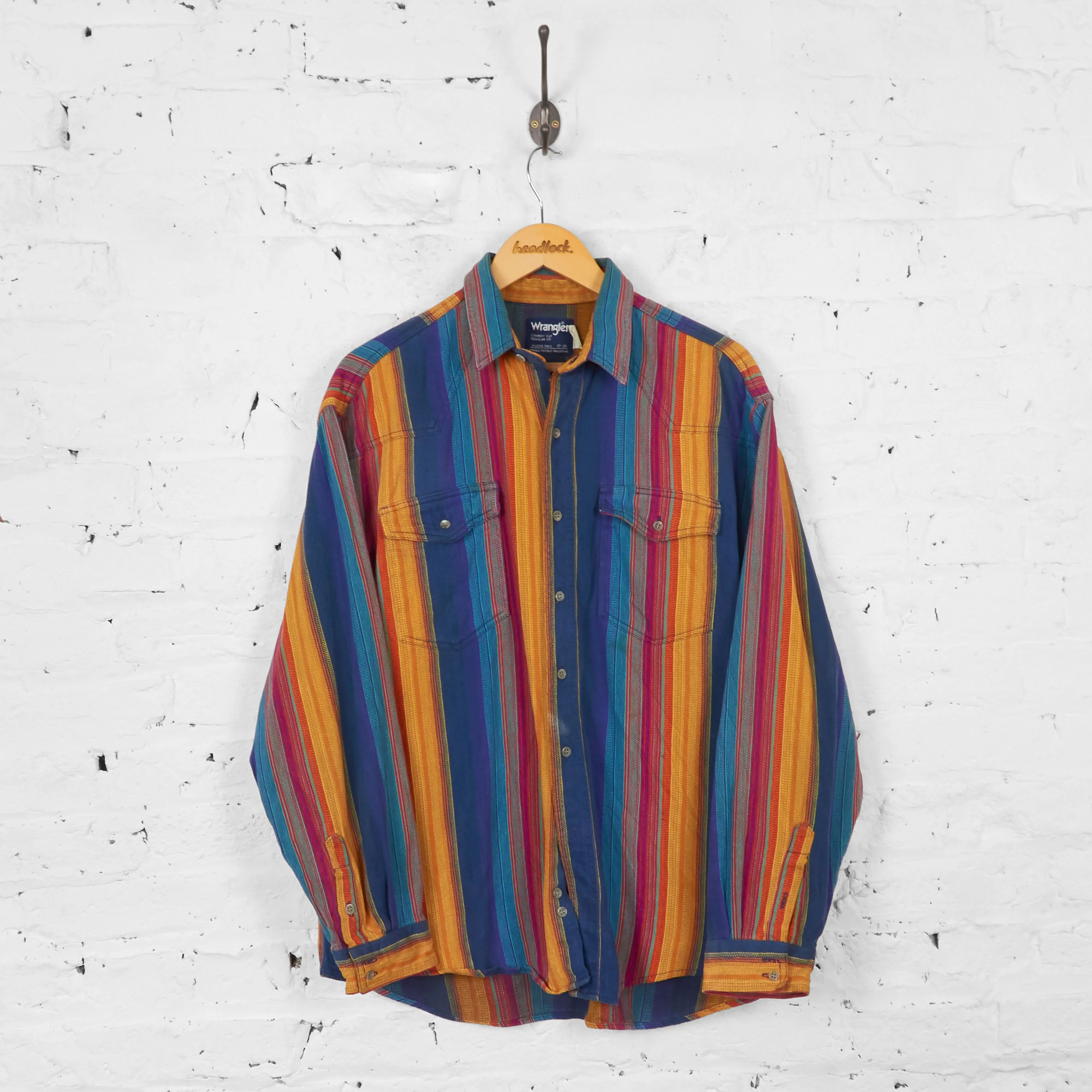 Vintage Striped Wrangler Shirt - Yellow/Blue - L