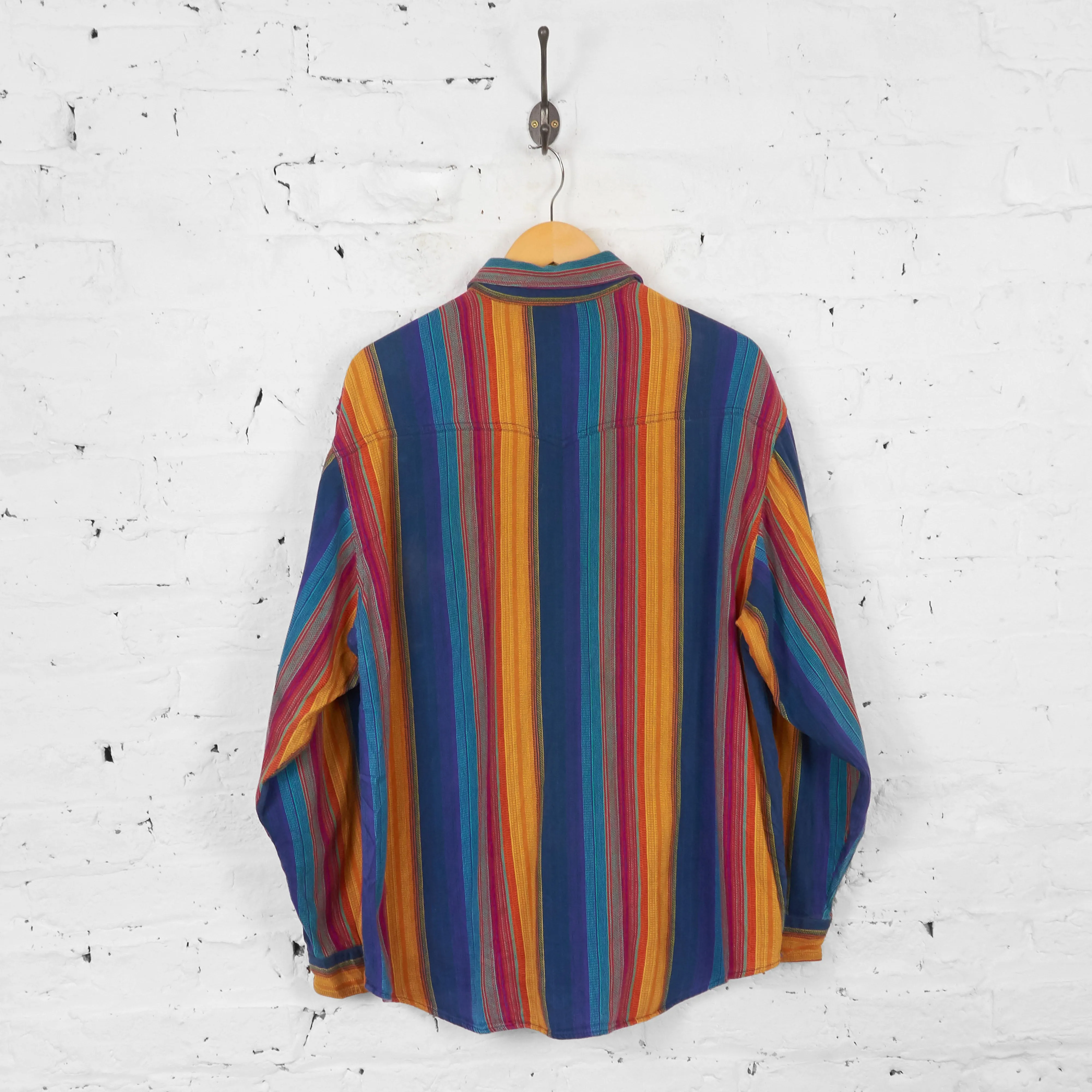 Vintage Striped Wrangler Shirt - Yellow/Blue - L