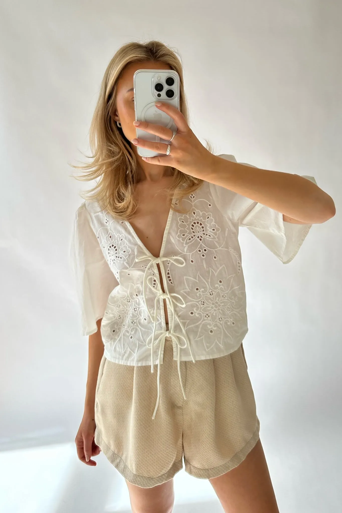 VMElena Broderi Top - Hvid
