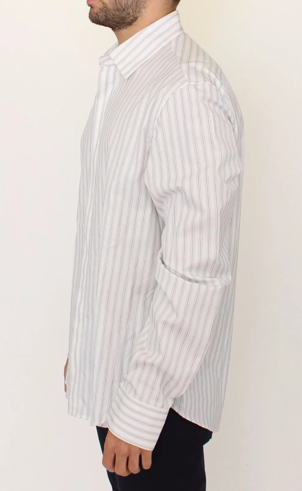 White Black Striped Regular Fit Casual Shirt