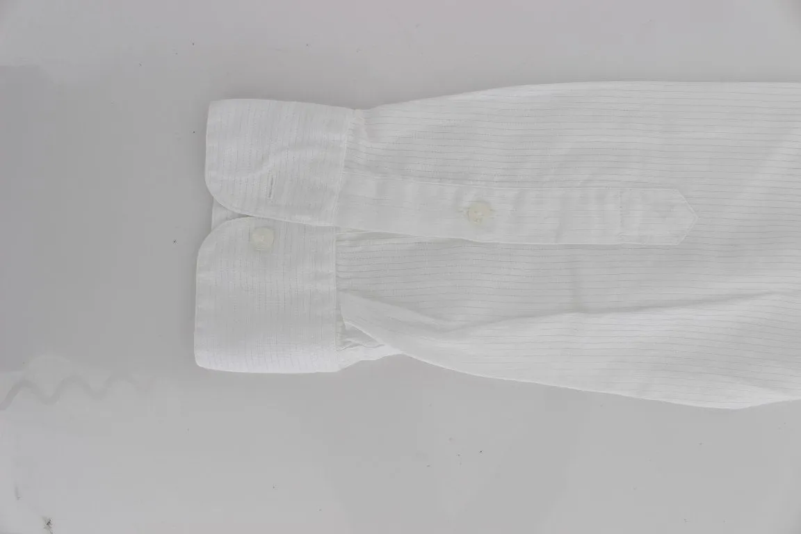 White Striped Slim Fit Cotton Shirt
