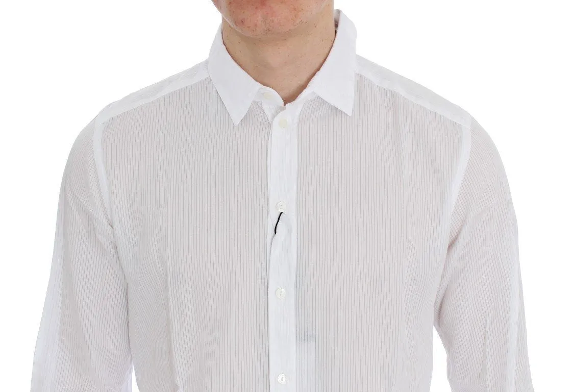 White Striped Slim Fit Cotton Shirt