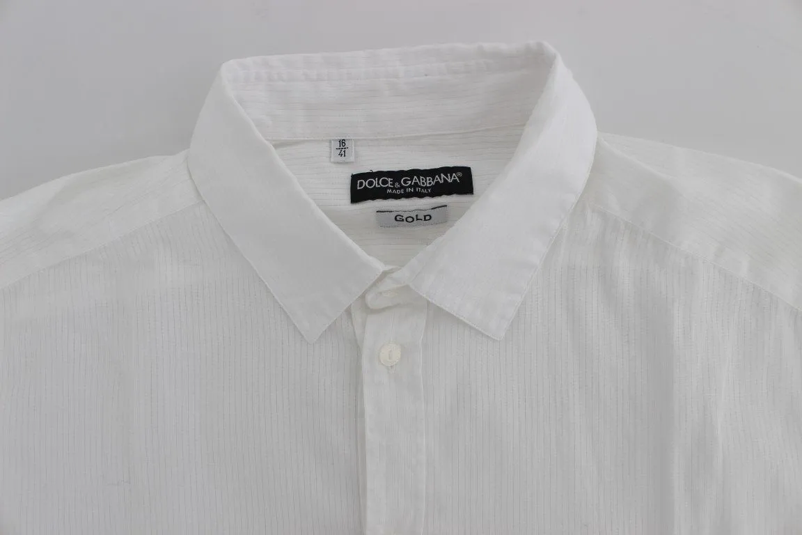 White Striped Slim Fit Cotton Shirt