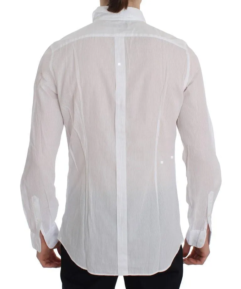 White Striped Slim Fit Cotton Shirt