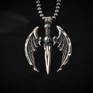 Winged Sword And Skull Necklace